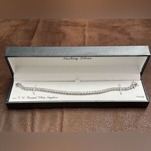 Sterling Silver Bracelet with 6ct. T.W. White Sapphire